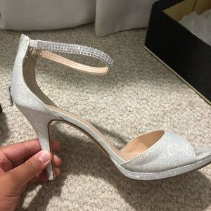 Silver prom shoes
